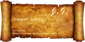Junger Ipoly névjegykártya